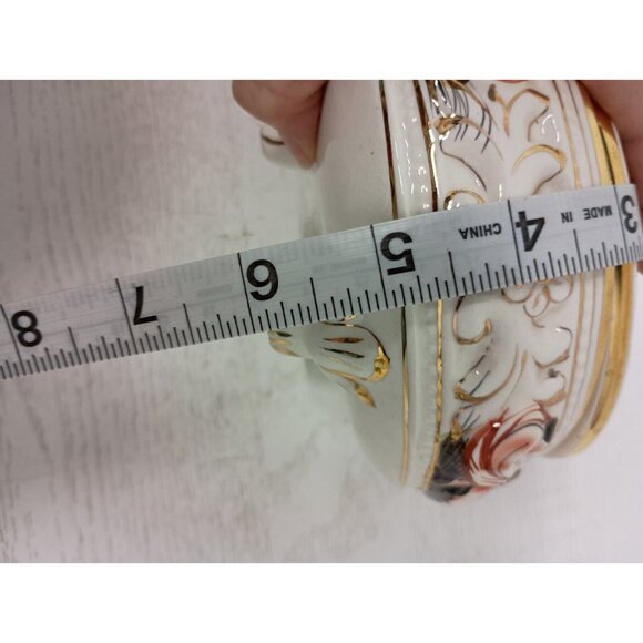 Vintage Capodimonte Bernini Porcelain Cherub Footed Lidded Hand Painted Dish - Picture 9 of 9